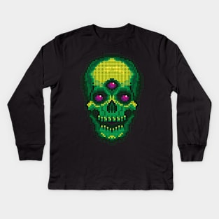 Fuse Bead Visionary Skull - Green Kids Long Sleeve T-Shirt